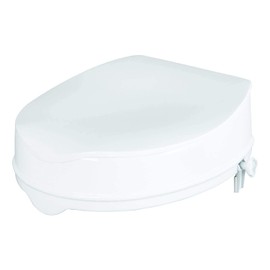 Homecraft Savanah Raised Toilet Seat with Lid, 4" High Elevated Toilet Seat Locks Onto Standard Toilets, Portable Assistance Seat with Sturdy Brackets, Medical Aid for Elderly, Disabled, Limited Mobility