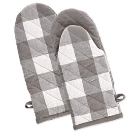 DII Buffalo Check Kitchen Collection, Classic Farmhouse Kitchen Set, Oven Mitt, Gray & White, 2 Piece