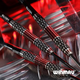 WINMAU Joe Cullen Rockstar Series RS 1.0 22 Gram Professional Steeltip Tungsten Darts Set with Flights and Shafts (stems)
