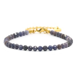 Genuine Gemstone Bracelet with Faceted 4 mm Beads, Adjustable Length, Healing Stone, Protective Stone, Lucky Charm, Talisman Gift, Gemstone