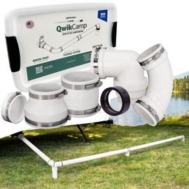 Fernco QwikCamp RV and Camper Sewer Waste Plumbing Connection System Kit with Slip Fit Coupling Adapter for 3-in. PVC Pipe in White