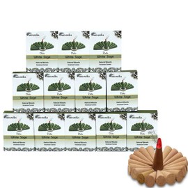 ARO VATIKA Vedic White Sage Natural Masala 120 Incense Cones in Pack of 12 Boxes| Environment-Friendly Dhoop- Best for Prayer, Reiki, Meditation and Relaxation | Burn Time- 25 mins