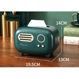 SGVAHY Retro Radio Shape Tissue Cover Box Unique Multifunction Tissue Box for Kitchen Bedroom Office Parlor Bathroom Decoration Creative Gift Tissues Cover (Retro Radio Green)