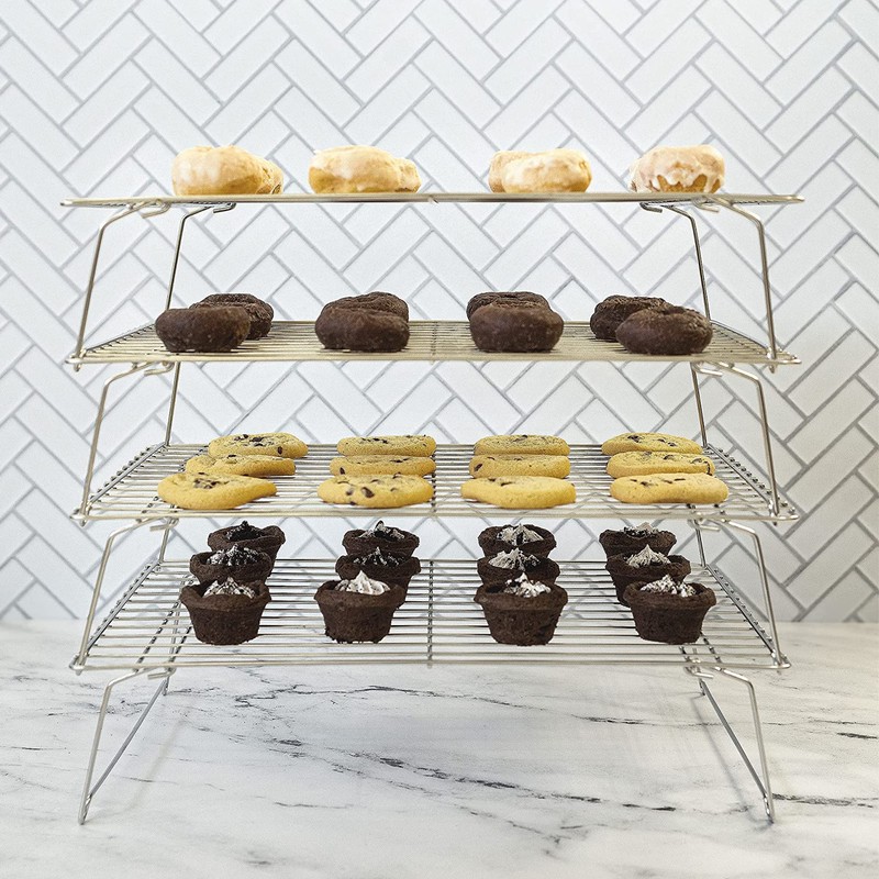 KITCHENATICS 4-Tier Stackable Cooling Racks for Baking, 100% Stainless Steel