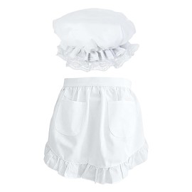 CVFRTT 1 Half Apron, 1 Maid Hat, White Apron, Maid Apron Hat, Apron With Pockets, Kitchen Clothes