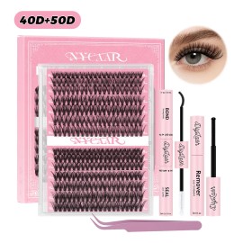 Kit Pestañas Volumen 40d 50d Nycaar Con Pegamento Diy