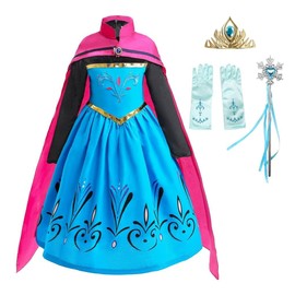 Dressy Daisy Children's Girls Ice Princess Coronation Dress Up Costume, Halloween, Christmas, Party, Cosplay, 7-8 Years (Crown + Queen's Scepter + Gloves)