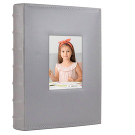 Vienrose Photo Album 4x6 300 Photos with Memo Area Leather Cover Large Capacity Slip-in Pictures Book for Wedding Baby Vacation, Grey