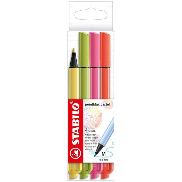 STABILO Nylon Tip Writing Pen pointMax - Wallet of 4