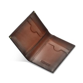 Slim Leather Credit Card Holder 4cc for Men & Women, Italian Calfskin (Brush-Off Brown)