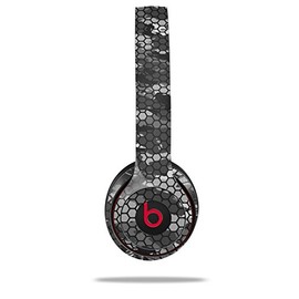 WraptorSkinz Skin Compatible with Beats Solo 4, Solo 3 and Solo 2 Wireless Headphones - HEX Mesh Camo 01 Gray - Decal Vinyl Wrap (Headphones NOT Included)