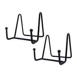 Funnytek 2PCS 3 inch Plate Stands for Display Plate Stand Plate Holder Display Stands Metal Frame Holders for Photo, Pictures, Decorative Plate Dish and Tabletop Art, Black