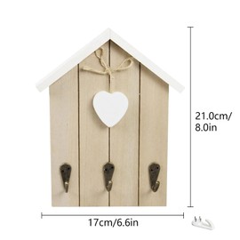 Nwvuop Wall Mounted Wooden Key Holder with Hook Cute Key Hanger for Wall House-Shaped Key Cabinet Key Rack for Wall Key Box for Home