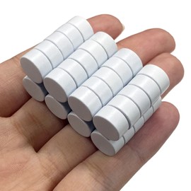 40PCS Multi-Use Premium Epoxy Coating Small Round Magnets,White Neodymium Disc Magnets for Whiteboard,Kitchen,Science, Craft, Office,Fridge,DIY, 10x5mm