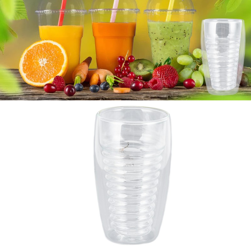 Double Wall Glass Coffee Cup 320ml High Temperature Resistance Clear