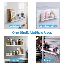 Chewlish 2 Pack 13.5" Metal Magnetic Bookshelf for Whiteboard, Strong Reusable Magnetic Display Shelf, Holds up to 12 lbs, Storage Organizer for Classroom, Kids Room, Office, Kitchen & Garage
