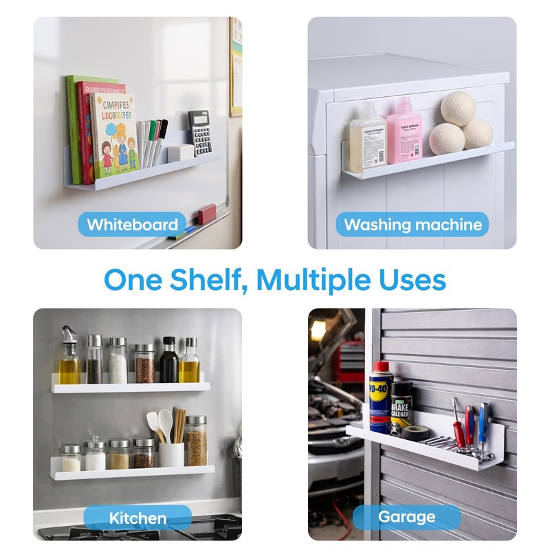 Chewlish 2 Pack 13.5" Metal Magnetic Bookshelf for Whiteboard, Strong
