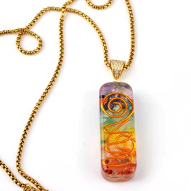 HEDQFM 7 Chakra Crystal Stones Necklace Orgone Energy Protection Pendant Necklace Chakra Bracelet Jewelry Set for Women Men