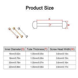 Watch Repair Connecting Screw, Slim Straight Watch Rod with Rounded Screw Head, Watch Band Screw for Watch Maintenance, Rose Gold, Modern