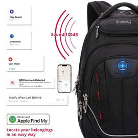Swissdigital Design TSA Laptop Backpack Men's USB Charging Port Large Capacity Business Travel Backpack Black| With Apple Find My Network (TERABYTE J16BTFB-41)