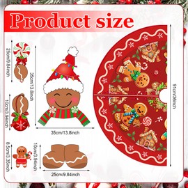Hungdao 32 Pcs Gingerbread Man Christmas Decoration Gingerbread Man Christmas Tree Topper Head Arm and Leg Christmas Tree Skirt Wooden Gingerbread Man Ornament for Xmas Holiday Indoor Party Supplies