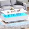 DWVO LED Coffee Table with Storage 4 Drawers, Modern High