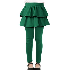 KEREDA Girls Leggings Ruffle Skirt School Uniform Pants Kids Clothes 7-8 Green