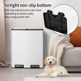 ComfyCorner 16 Gal (2 x 30 L) Dual Trash Can, Stainless Steel Kitchen Garbage Bin, Recycle Dustbin with Odor Control Box, Soft-Close Lid, Inner Buckets, Side Handle, Step Pedal, for Home Office