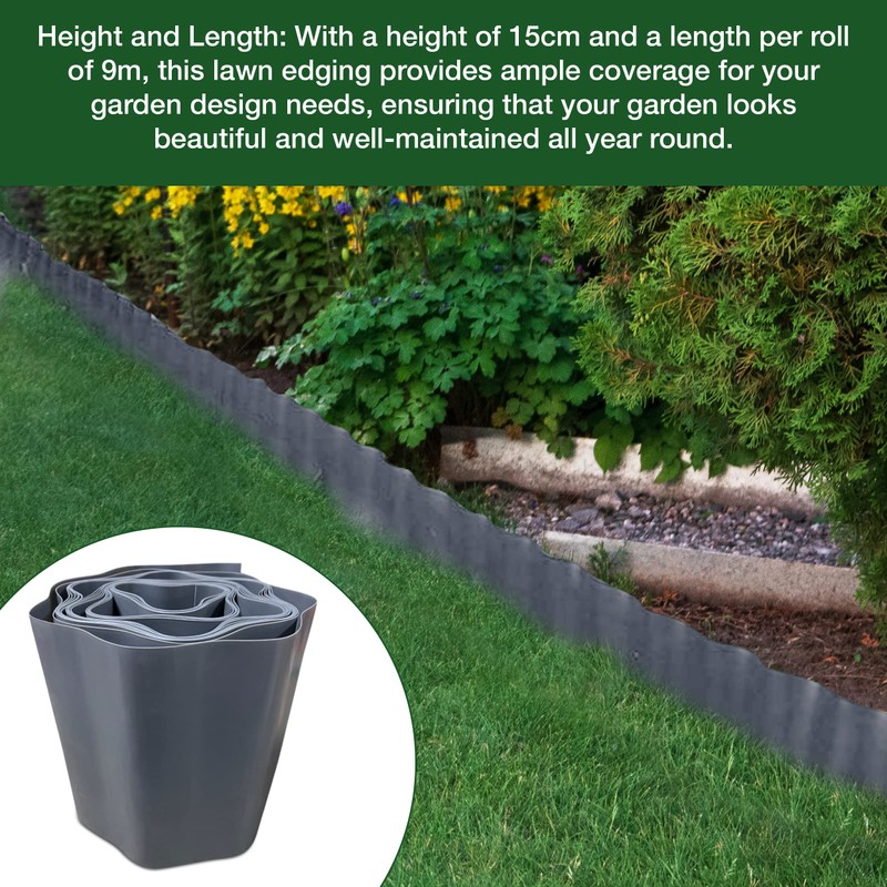 Enhance Your Garden Design with 9 Metres, Grey Flexible Plastic