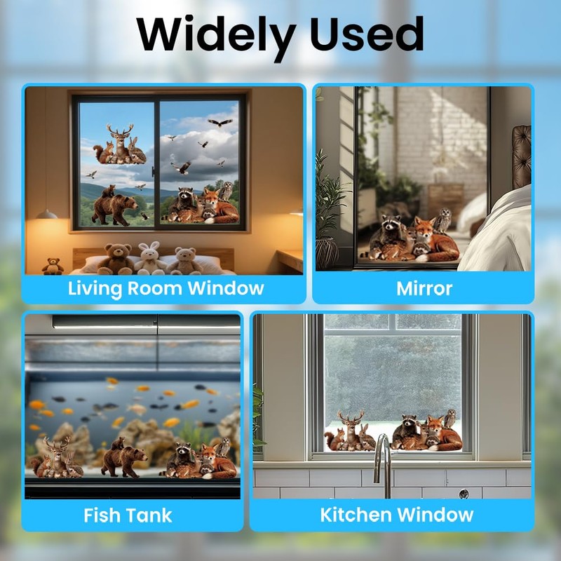 ANATTASOUL Forest Animals Window Clings for Home Decor(47.24" x 11.8")