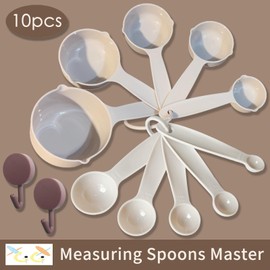 XGiGiX Lightgray Measuring Cups and Measuring Spoons Set of 10pcs, Sense of Advanced Gray Tone, Accurate Tablespoon Cooking and Baking Kitchen Measure Tools, New home kitchen gift.
