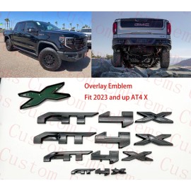 Auto 4PCS Grill Doors Rear Gloss Black  AT4X OVERLAY Emblem 2023+ GMC Sierra 1500