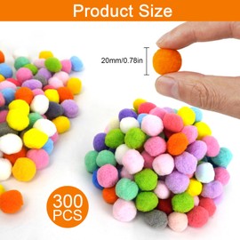 300Pcs 2cm Color Pompoms for Crafting, Craft Pom Poms, Pom Pom Maker, Pom Poms Craft, Tiny Pom Poms for Craft for Bags Hats DIY Creative Crafts Decorations Arts Projects