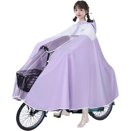 KENOU Women's Raincoat, Poncho, Waterproof, Kappa, Rain Gear, Smartphone Operation, Dual Visor, For School Commutes, Bicycle, Backpacks, purple, 4XL