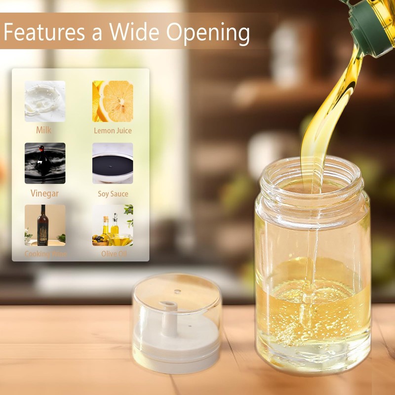Kwude 3-Pack Leakproof Small Glass Oil and Vinegar Dispenser Bottles