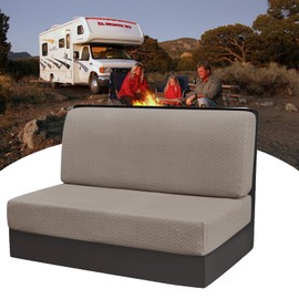 POPUBBY Motorhome Caravan Sofa Cover, Stretch Caravan Sofa Seat Cushion Cover, Jacquard RV Seat Covers, Camper Sofa Furniture Protection, Washable Cushion Protective Covers (Khaki)