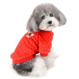 Zunea Dog Jumper for Small Dogs Fleece Warm Soft Puppy Sweater Winter Coats Winter Jackets Dog Clothing Pet Chihuahua Cats Clothes Red XL