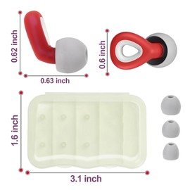 35DB sleep noise-cancelling earplugs, reusable hearing protection earplugs for swimming, sleeping, concerts, travel, flying for children and adults.(Red)