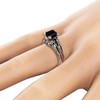 LIOYSIUT Eternal 925 Silver Black Tourmaline RingSquare Cut Diamond Ring