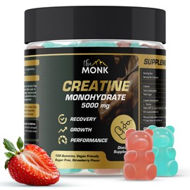 THE MONK Creatine Monohydrate Gummies for Men & Women - Sugar Free, Vegan, Gluten-Free, Non-GMO - 5000 mg Per Serving - 120 Gummies