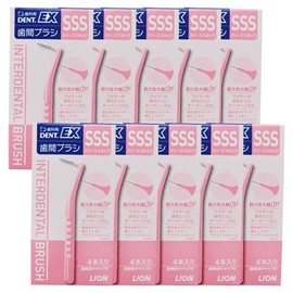 Lion DENT EX Interdental Brush, 4 Pieces x 10 Pieces, SSS Pink