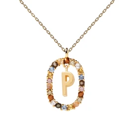 PDPAOLA - Necklace Letter P - 925 Sterling Silver 18k Gold Plating - Women's Jewellery, Gold, No Gemstone