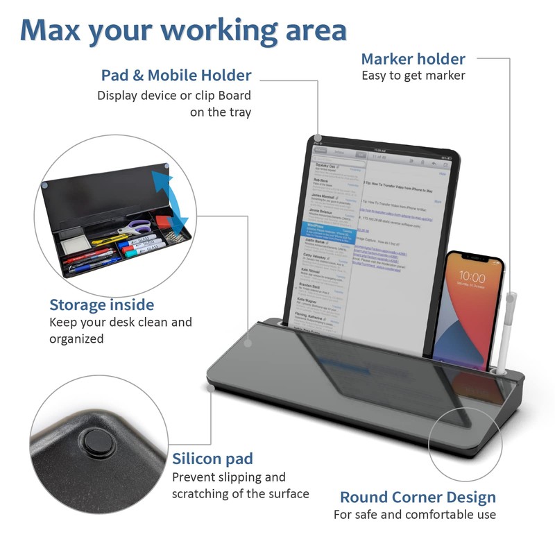 Audio-Visual Direct - Glass Desktop Computer Keyboard Whiteboard Notepad Set,