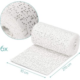 Sumedtec - 6 Plaster Bandages - 6 x Plaster Bandage for Modelling - Ideal Bandage for Creative Body Shapes and Art Shapes - Bandages of 10 x 270 cm