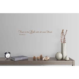 48"x12" Trust in The Lord with All Your Heart Proverbs 3:5 Verse Scripture Christian Wall Decal Sticker Art Mural Home Decor