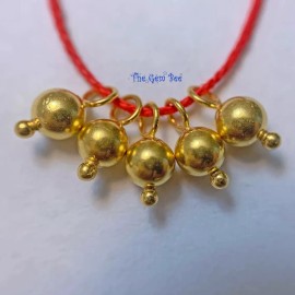 4mmx8.5mm 18k Solid Yellow Gold Handmade Ball With Granulation Point Charms (5)
