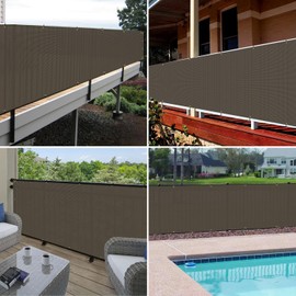 Windscreen4less 3'x10' Deck Balcony Privacy Screen Fence Apartment Balcony Mesh Screen with Zip Ties Chain Link Fence Cover UV Protection for Outdoor Patio Backyard Pool Porch Railing, Brown