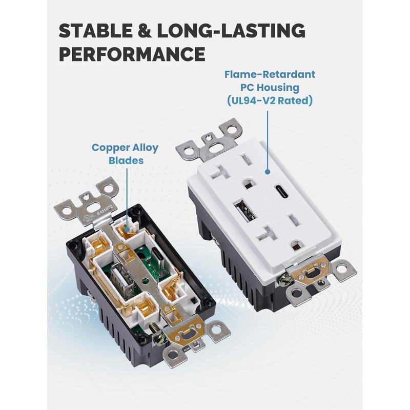 MOES USB Outlets(UL Certified), Type-C & USB-A Ports, 5VDC 4.8A