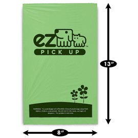 1000 Pet Waste Disposal Dog Poop Bags, EZ Pickup Bags Green (single roll, not on small rolls)