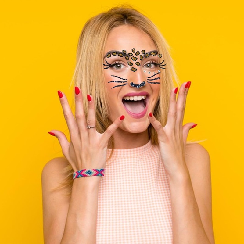 Leopard Face Tattoo Stickers Tiger Lion, Leopard Print Cat Face